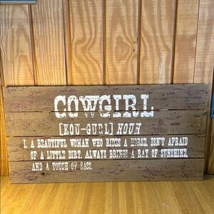 Rustic Cowgirl Wall Art - Brown and White